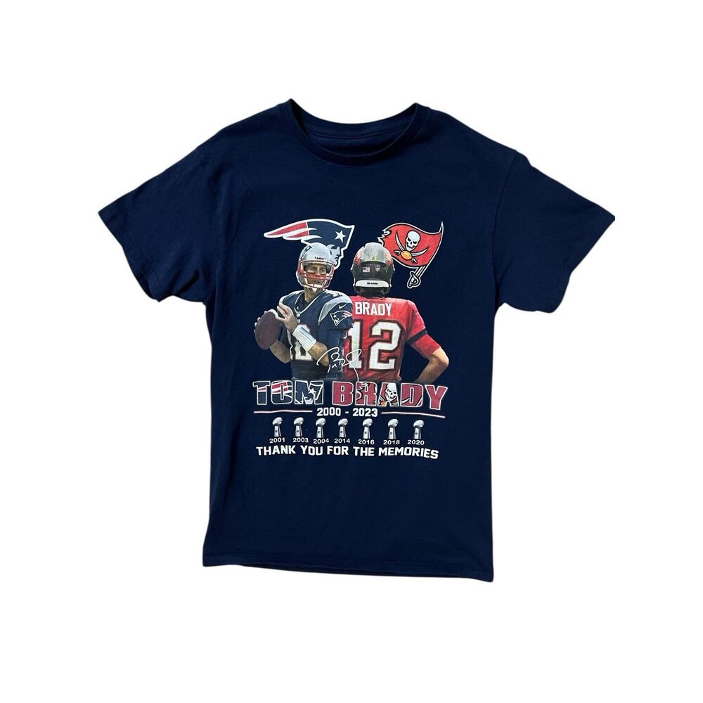Tom‎ Brady 2000-2023 Thank You For The Memories Blue T Shirt Men’s Size Small